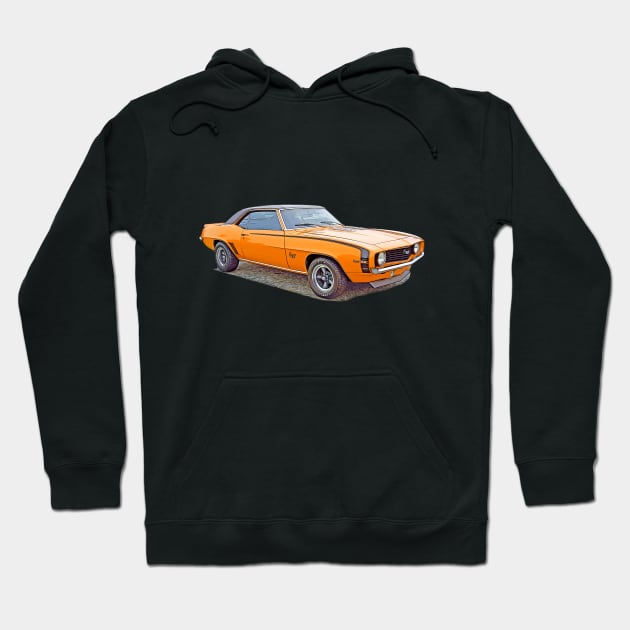 Camaro retro orange stylish car Hoodie by MikaelSh
